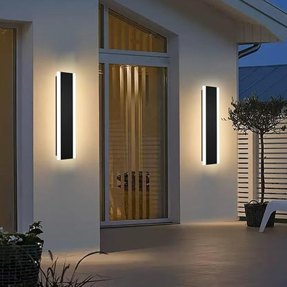 2 Pack 24in Modern LED Outdoor Wall Light,Long Outdoor LED Light Fixtures,IP65 Waterproof Exterior Wall Mount Lighting,Outside Wall Sconces Lights for House,Patio,Porch,Garden