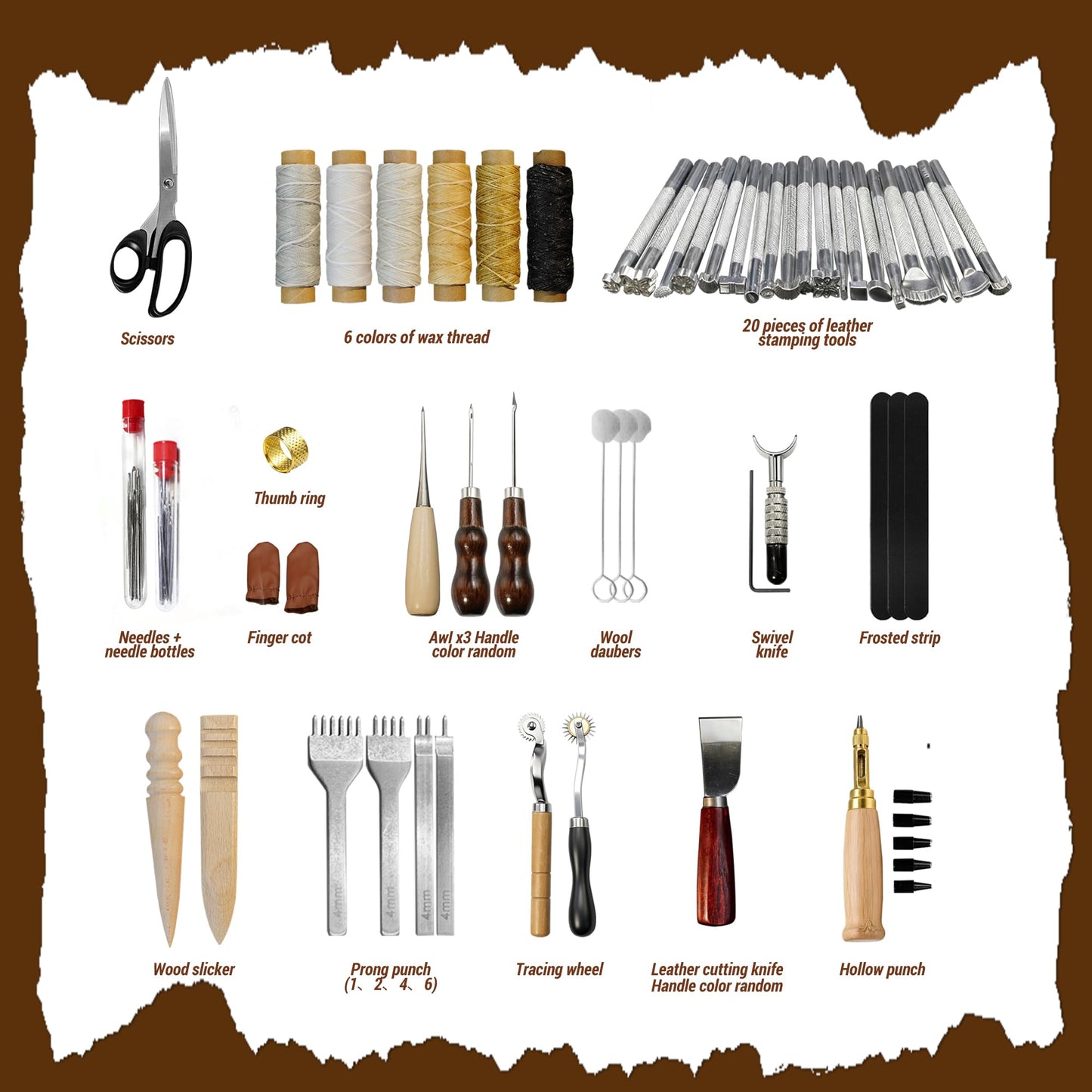 Jokuye Leather Working Tools Kit, Professional Leather Craft Tools for Carving, Stamping, Sewing, Punching, Cutting, Beveling with Durable Storage Bag, Tooling Kit for Crafting, Repair & DIY Projects