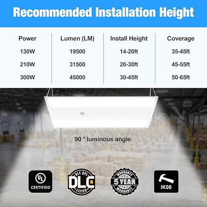 LED Linear High Bay Light 4-Pack, 300W 45000LM 0-10V Dimmable 5000K Daylight, Adjustable High Bay LED Shop Lights Lighting Fixtures for Garage Warehouse Workshop, UL