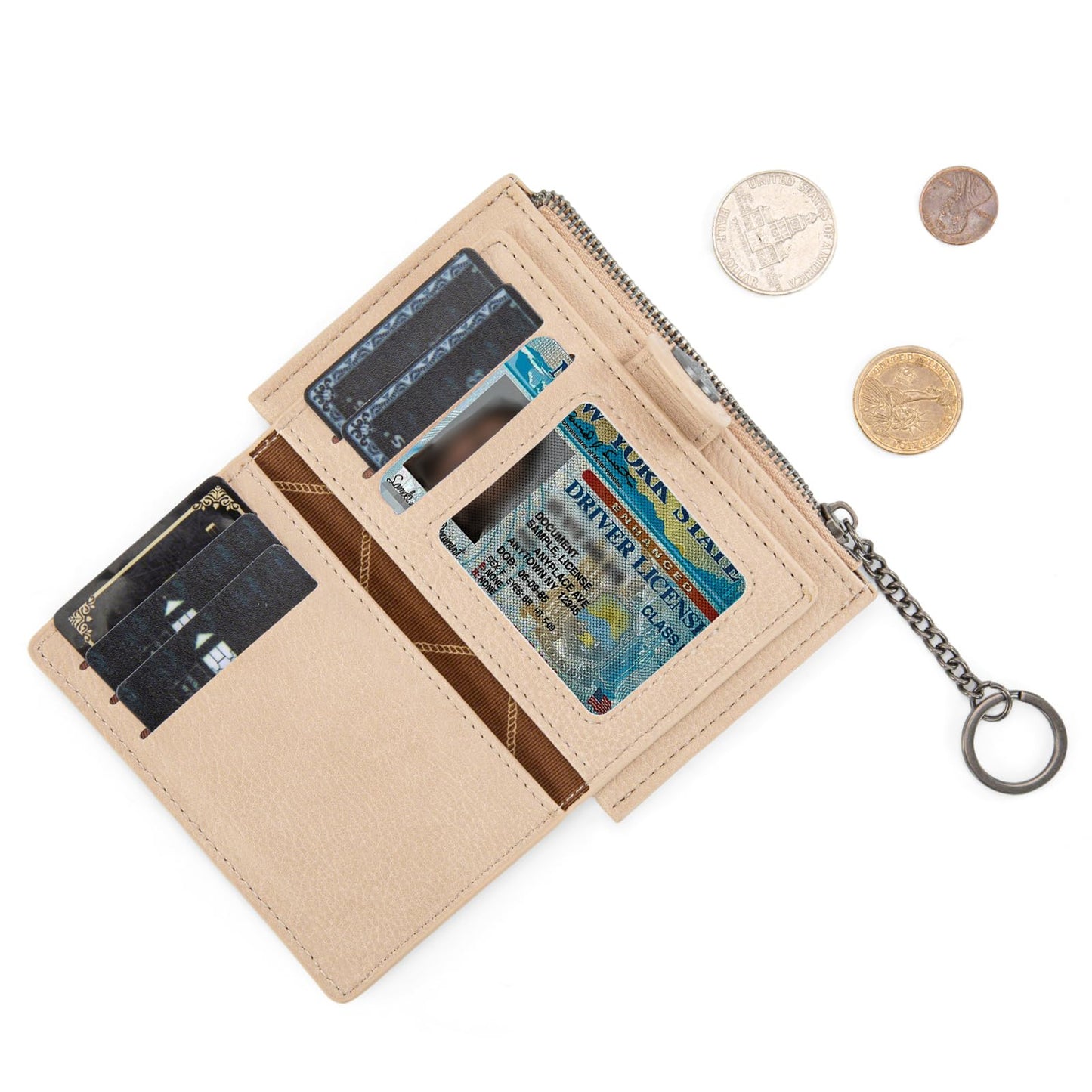 Montana West X Wrangler Small Ladies Wallet Rfid Blocking Credit Card Holder Simpl Womens Wallets Minimalist & Compact Keychain Card Organizers with Zipper Coin Pocket WG338-W099TN