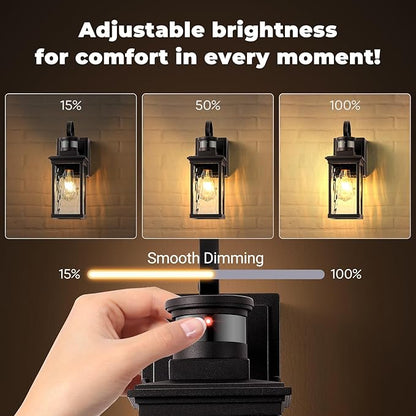 Porch Lights Outdoor with GFCI Outlet, Oil Rubbed Bronze Motion Sensor Exterior Lighting Fixtures Wall Mount for House, 100% Aluminum Farmhouse Outdoor Wall Sconce Lantern for Garage, Patio