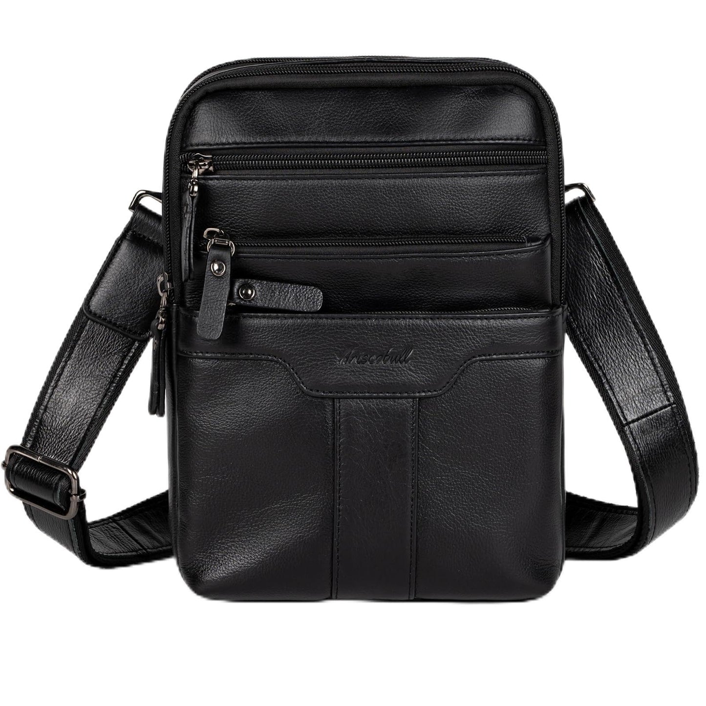 Ariscobull Leather Messenger Bag for Men, Small Leather Sling Shoulder Bag Messenger Pack for Men, Man Purse