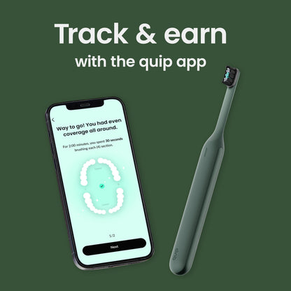 Quip Ultra Next Generation Smart Toothbrush - Timed Electric Toothbrush with Case - Replaceable Brush Head, Soft Bristles, Silicone Handle, 30-Day Battery Life - Travel Toothbrush - Dusk