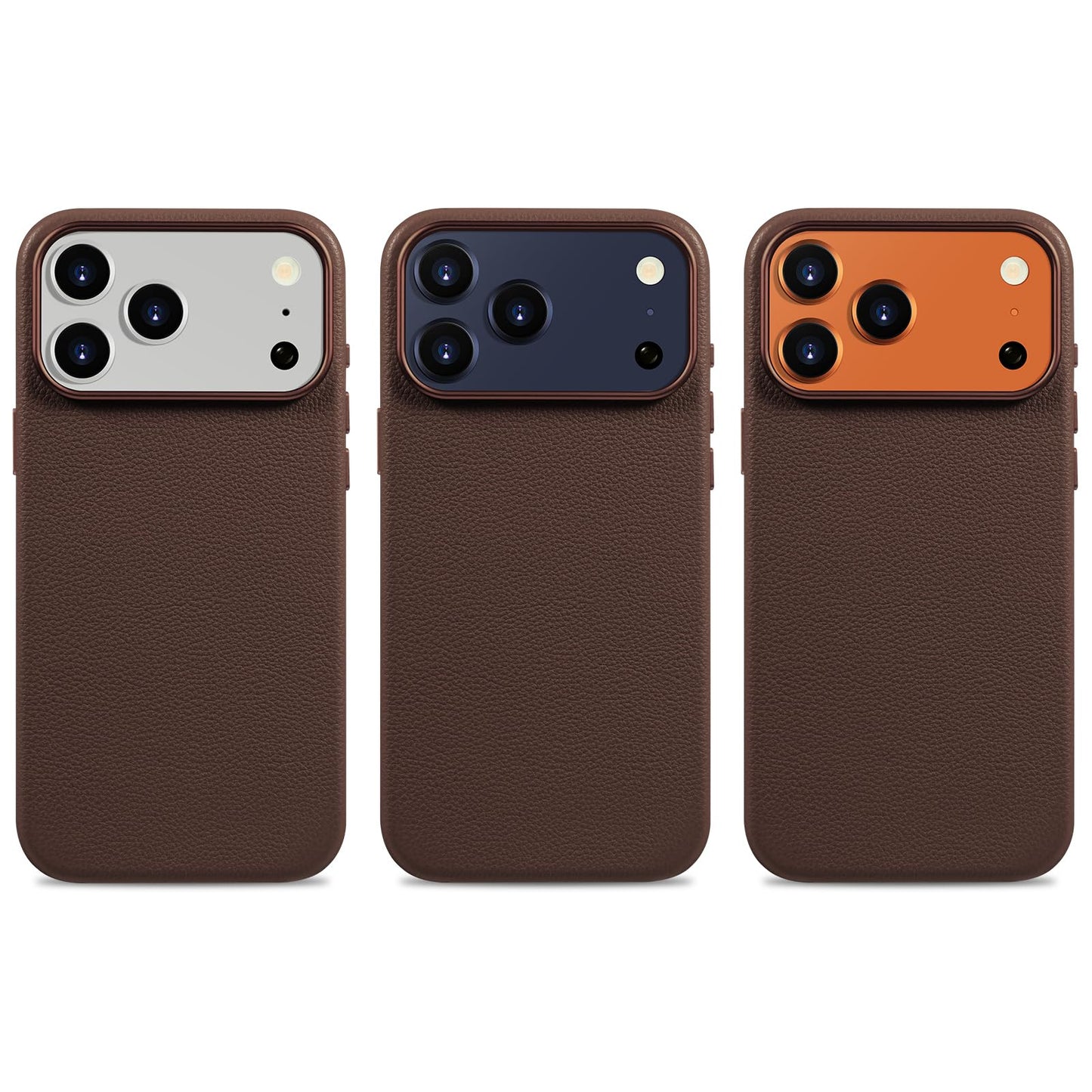 Belemay Handcrafted Premium Tumbled Leather Case for iPhone 17 Pro, Compatible with MagSafe, Distinctive Texture, Natural Patina, Camera Control Button, Metal Buttons Phone Cover (6.3"), Brown