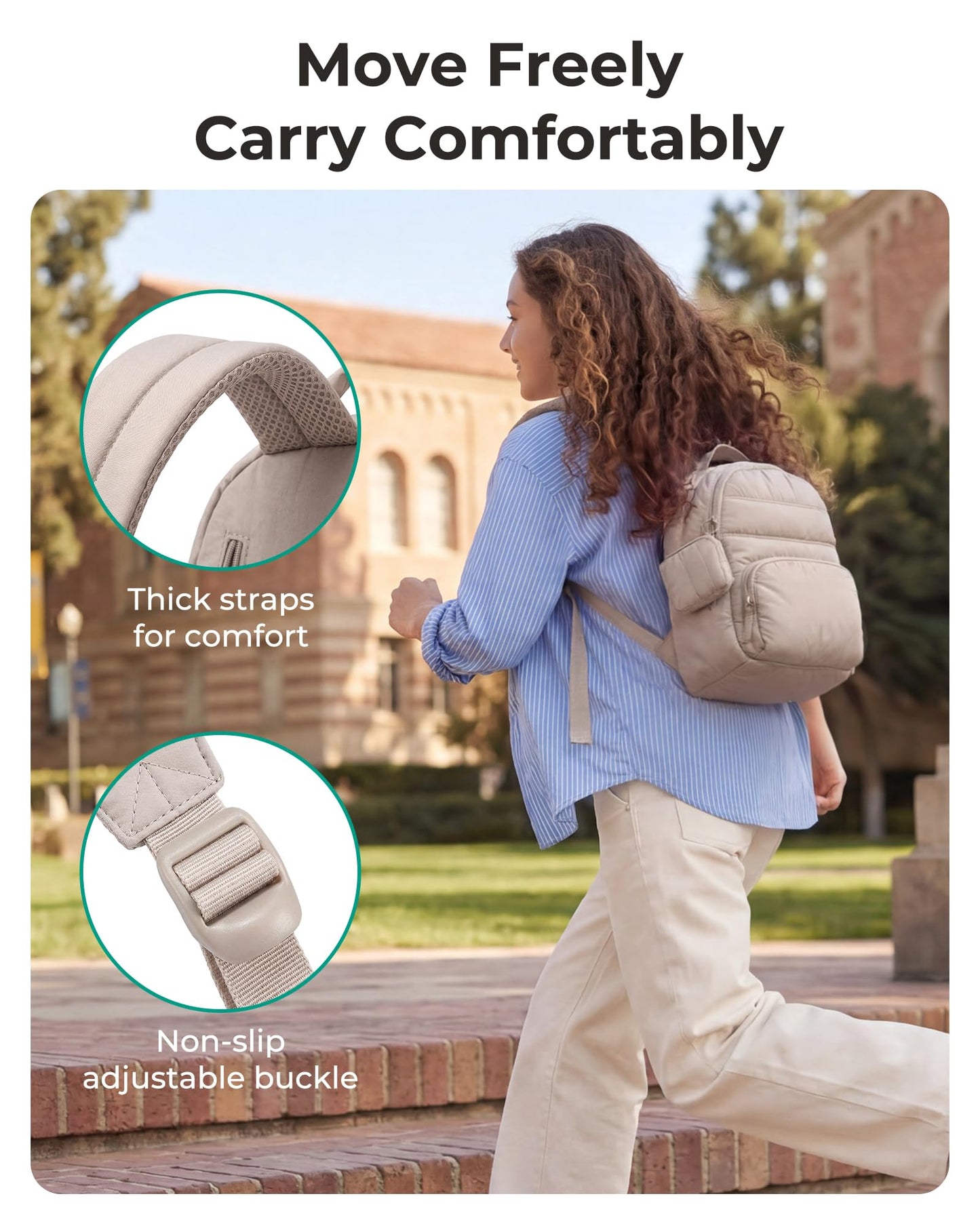 BAGSMART Small Backpacks for Women, Lightweight Puffer Mini Backpack Purse with Pouch, Quilted Casual Daypack, Water-Resistant Bookbag for Daily Travel College, 2-in-1 Set, Coffee Brown