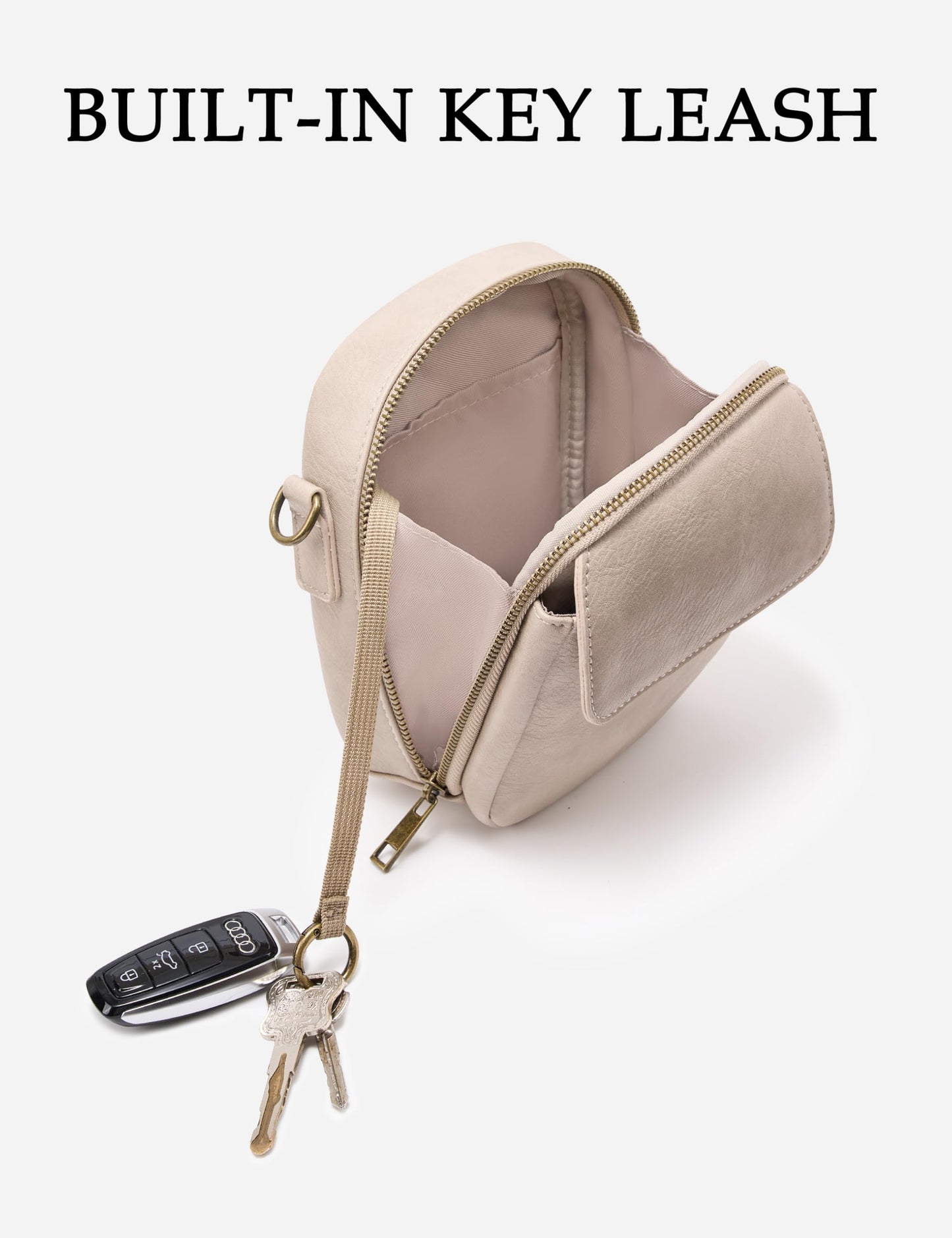 Yarnic Small Crossbody Bag, Vegan Leather Cell Phone Purse for Women, Vintage Wallet Bag with Card Slots (Beige Gray-wide strap A)