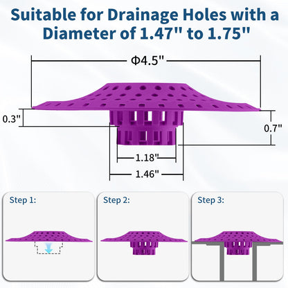Bathtub Drain Hair Catcher,Tub Shower Drain Hair Trap/Strainer,3PCS Silicone Collapsible Tub Hair Catcher Drain Protector Designed for 1.47" to 1.75'' Regular Drains(Dark Gray)
