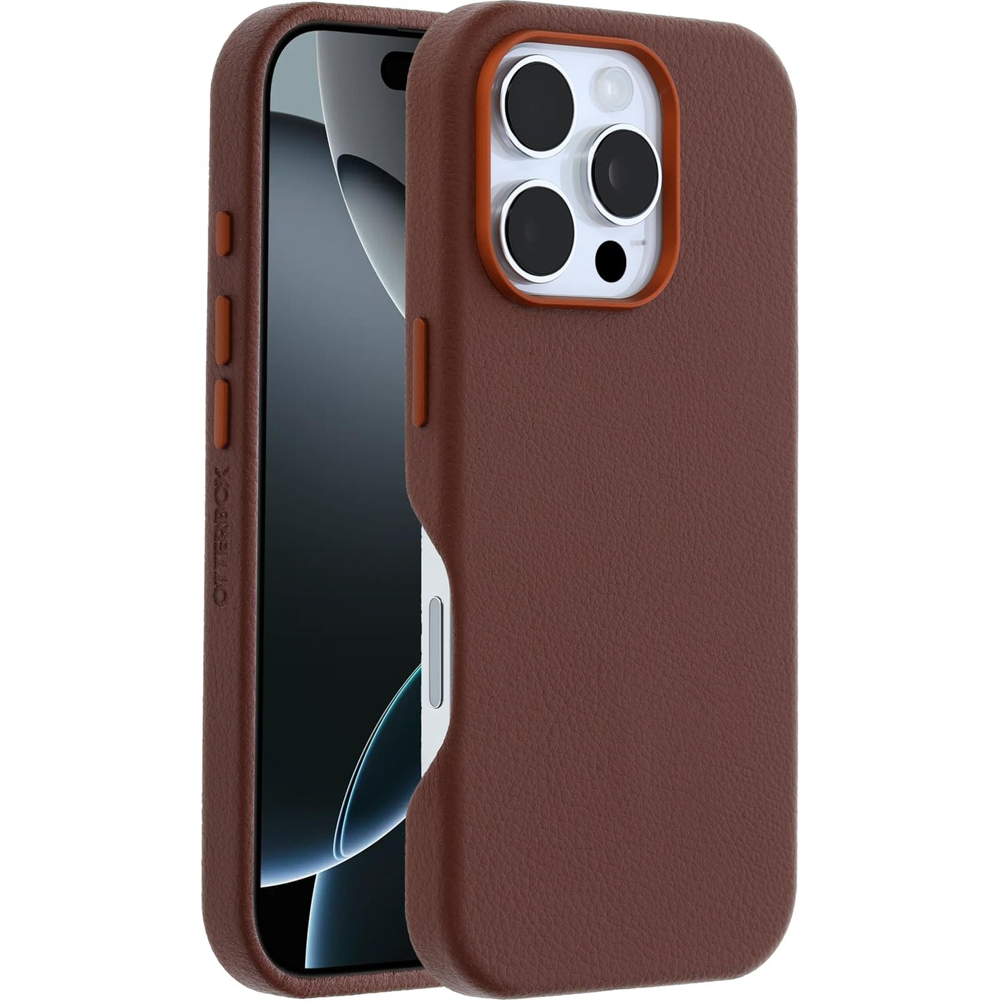 OtterBox iPhone 16 Pro Symmetry Series Cactus Leather for MagSafe - Rich Adobe Brown - Ultra-Thin, Sleek iPhone Case, Premium iPhone Case, MagSafe Compatible