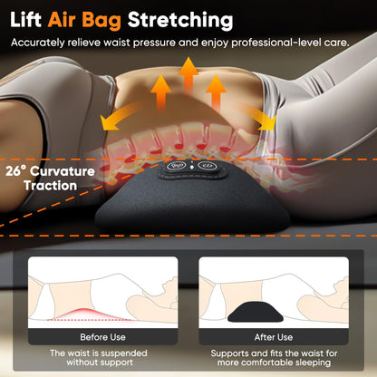 3 in 1 Electric Lumbar Support Pillow with Adjustable Height for Bed and Chair,Back Massager with Heat,Back Support Pillow for Lower Back Pain Relief,Waist Wedge Bolster (Black)