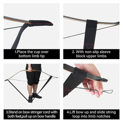 SOPOGER Archery Stringer Recurve Bow Stringer Tool, Longbow Stringer Tool to Install Bow String Easily Archery Bow Stringer for Recurve Bow Accessories (Black)