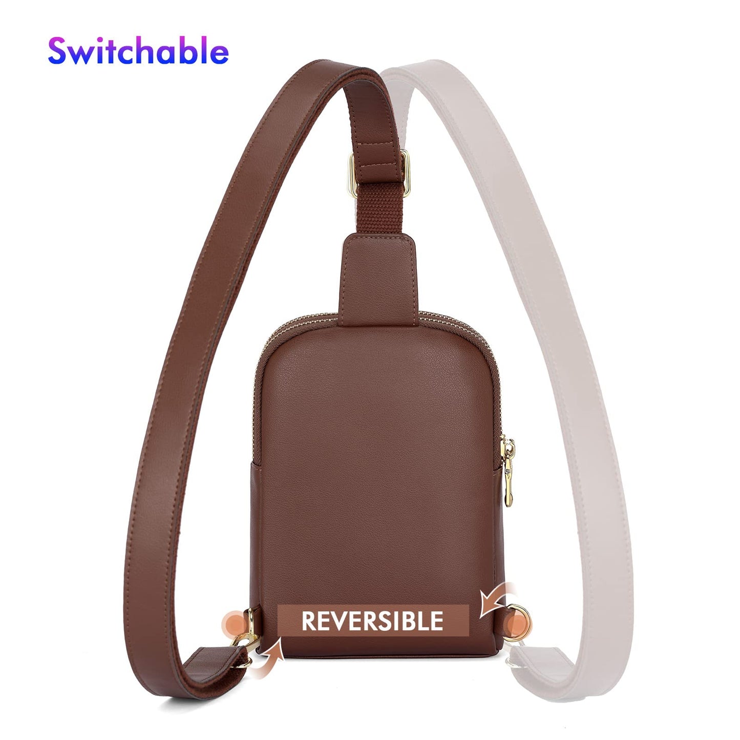 nuoku RFID Blocking Sling Bag for Women, Vegan Leather Anti Theft Crossbody Purse, Lightweight Small Chest Bag for Everyday Travel