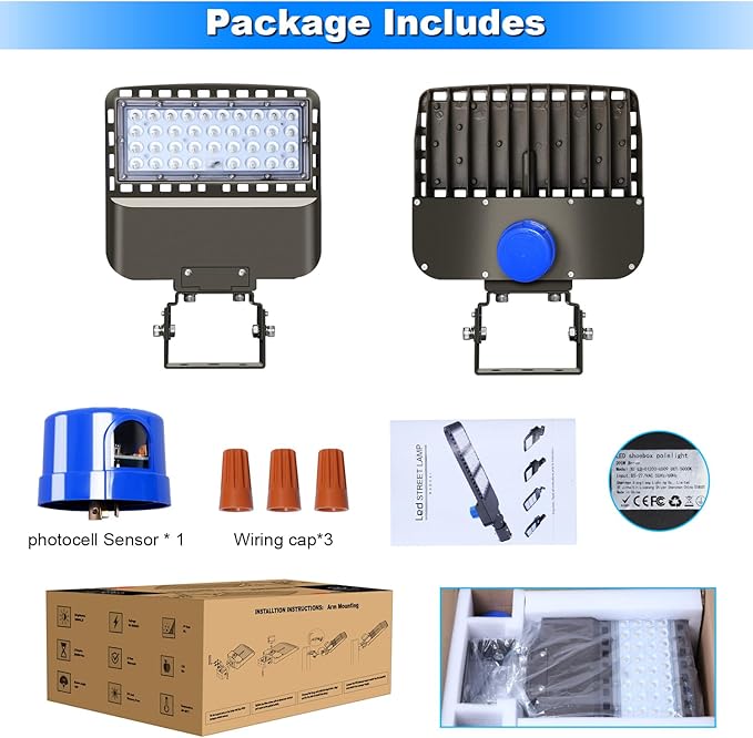 22500lm LED Parking lot Light Trunnion Dusk to Dawn 150W LED FloodLights Outdoor Wall Mount Security Commercial 85-277V IP65 Waterproof 5500K Shoebox Barn Light for Yard,Street 3 Pack