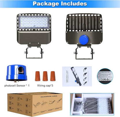 22500lm LED Parking lot Light Trunnion Dusk to Dawn 150W LED FloodLights Outdoor Wall Mount Security Commercial 85-277V IP65 Waterproof 5500K Shoebox Barn Light for Yard,Street 3 Pack