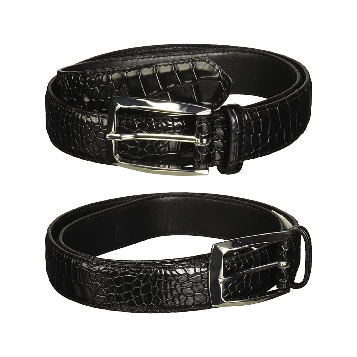Stacy Adams Leather Dress Belt for Dickinson Oxford, Suits, Pants, Classic, Formal, Business, Work, Smooth Edge, Croco, Ozzie Croc Black, 36