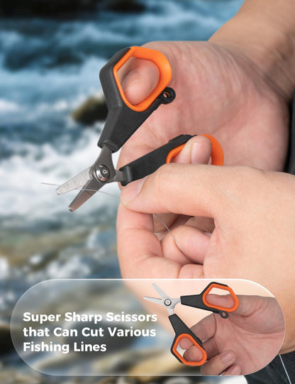 pullther fishing Fishing Tools Kit, 9" Fishing Pliers,3.9" Fishing Scissors, Fishing Line Cutter for Braided Fishing Line,Fishing Gear with Lanyard