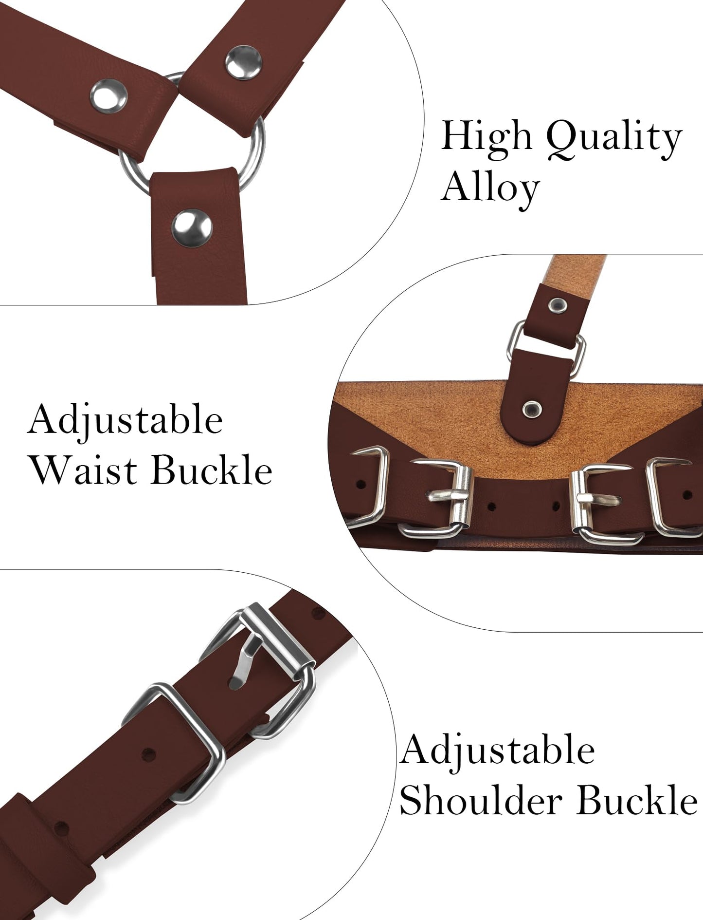 Happy Cherry Harness Belt for Women Punk Belt PU Leather Fashion Accessories for Dress Blouses