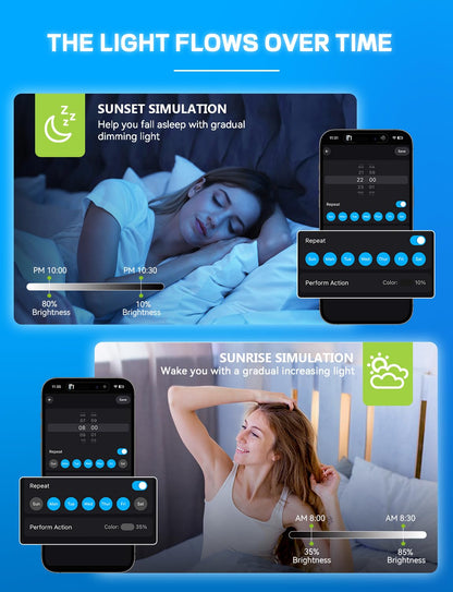 Smart Light Bulbs 4Pack with Remote, A19 E26 800LM LED Color Changing Light Bulb, WiFi & Bluetooth 5.0, Warm to Cool White, Dimmable, RGB Smart Home Lighting Work with Alexa Google Assistant