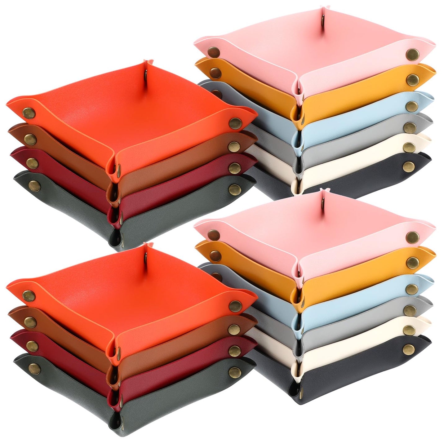 20 Pcs PU Leather Jewelry Valet Tray for Women and Man Portable Catchall Travel Storage Dish Plate Key Tray For Entryway Desk Organizer for Phone, Keys, Glasses, Wallet, Earphone, Watch, Coin