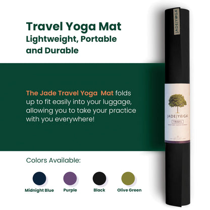 JadeYoga Travel Yoga Mat - Packable, Lightweight, and Portable Yoga Mat - Non-Slip Natural Rubber Mat for Women & Men - Great for Yoga, Home, Gym, Pilates, Fitness, and Stretching