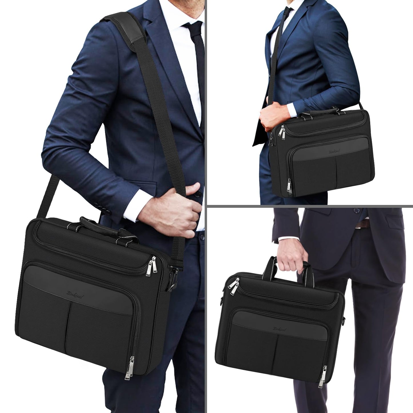 Enkinil 17 inch Waterproof Protective Laptop Messenger Briefcase with Adjustable Shoulder Strap, Men Women Travel/Business Bag Compatible with HP ZBook,ThinkPad,DELL Inspiron