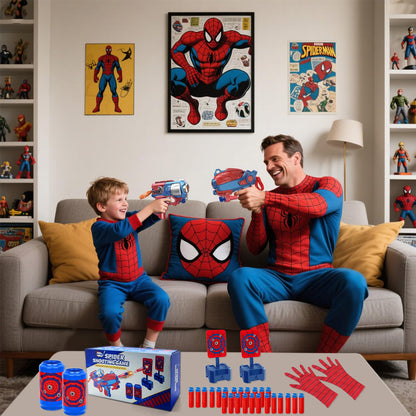 Spider Shooting Toys Set 2PCS Web Shooters Halloween Party Favors Decorations for Kids for 3-12 Year Old Boys Shooting Target Toys Shooter Cosplay Christmas Birthday Party for Boys Girls