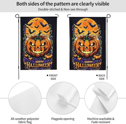 Halloween Scary Pumpkin Garden Flag for Fall Festival Porch Patio Farmhouse Outdoor Yard Decoration Vertical Double Sided Burlap 12.5 x 18 Inch
