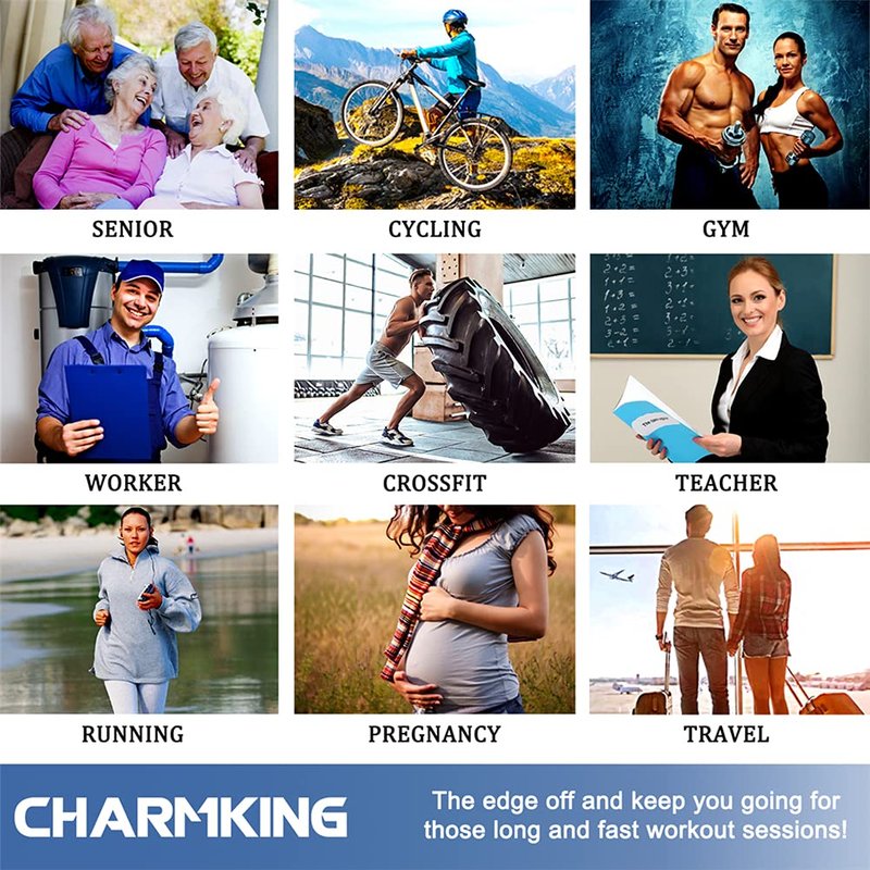 CHARMKING Compression Socks for Women & Men (8 Pairs) 15-20 mmHg Graduated Copper Support Calf Socks are Best for Pregnant, Nurses - Boost Performance, Circulation, Knee High Wide Calf(L/XL,Multi 10)