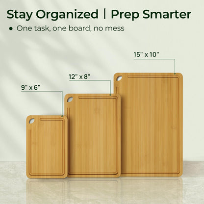 Bamboo Cutting Board, Durable Wood Cutting Boards for Kitchen with Deep Juice Grooves & Built-in Handles, Ideal Charcuterie & Chopping for Meat, Vegetables and Fruits Ideal Kitchen Gifts