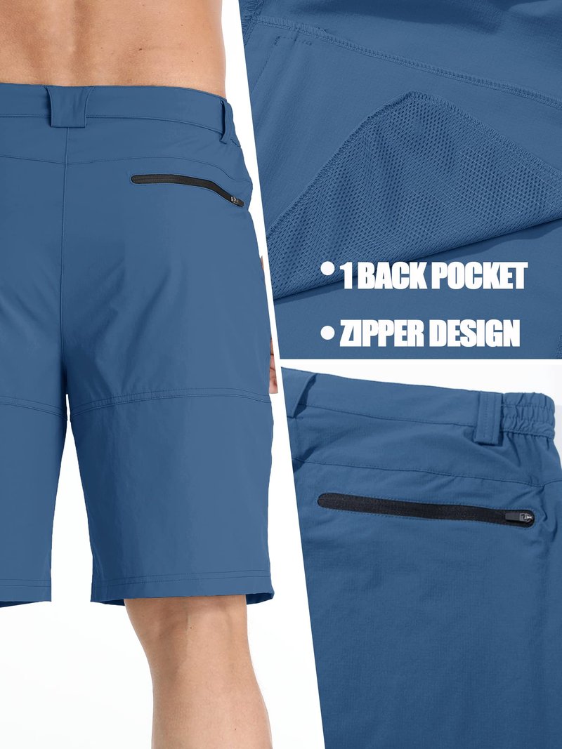 TACVASEN Mens Hiking Cargo Shorts Lightweight Quick Dry Summer Casual Dress Shorts with Zipper Pockets Golf Hiking Work Blue Grey 30