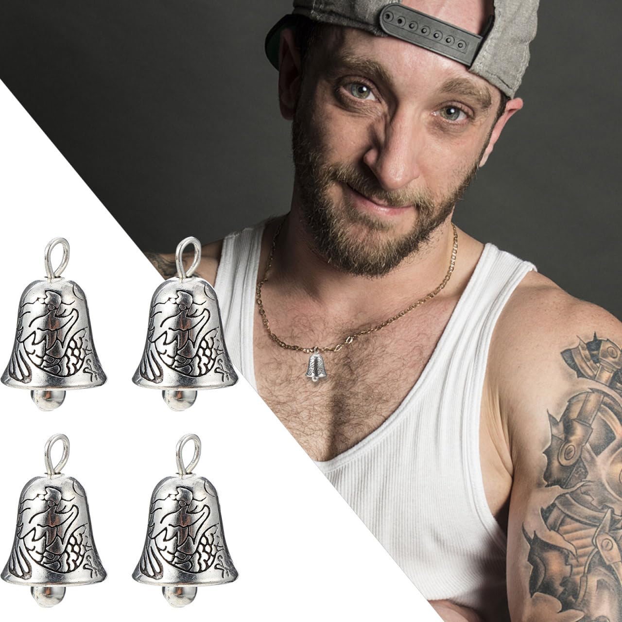 EXCEART 20pcs Tibetan Silver Bell Charms Pendants Antique Christmas Jingle Bells Spacer Beads for Door Hangers Xmas Tree Pendant Wreath Decor Holiday Jewelry Making