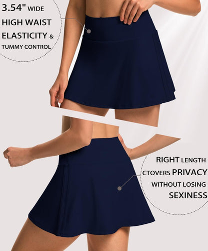 FULLSOFT Women's Tennis Golf Skirts with Pockets High Waisted Pleated Athletic Skorts Shorts for Pickleball Workout(White,Medium)