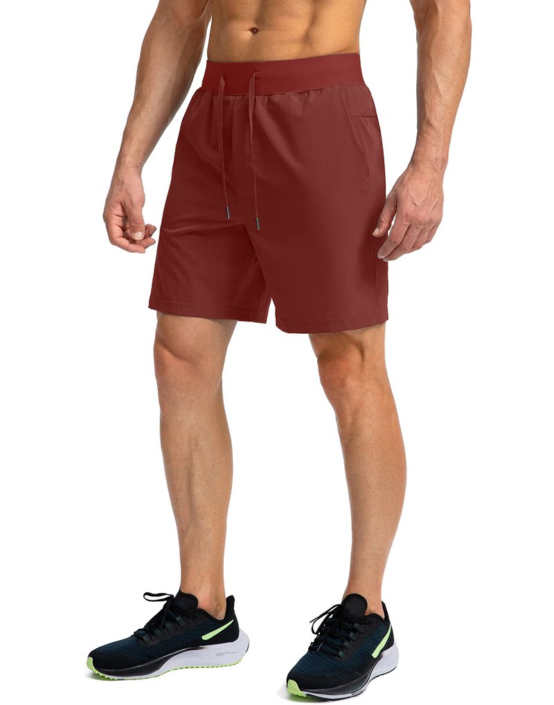 Soothfeel Men's Running Shorts with Zipper Pockets 7 Inch Lightweight Quick Dry Gym Athletic Workout Shorts for Men (Savannah, 3XL)