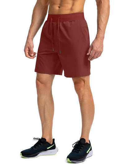 Soothfeel Men's Running Shorts with Zipper Pockets 7 Inch Lightweight Quick Dry Gym Athletic Workout Shorts for Men (Savannah, S)
