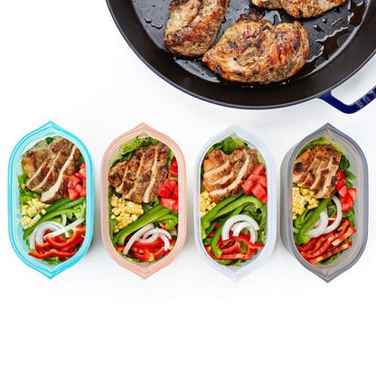 Zip Top Reusable Food Storage Bags | Medium Dish [Frost] | Silicone Meal Prep Container | Microwave, Dishwasher and Freezer Safe | Made in the USA