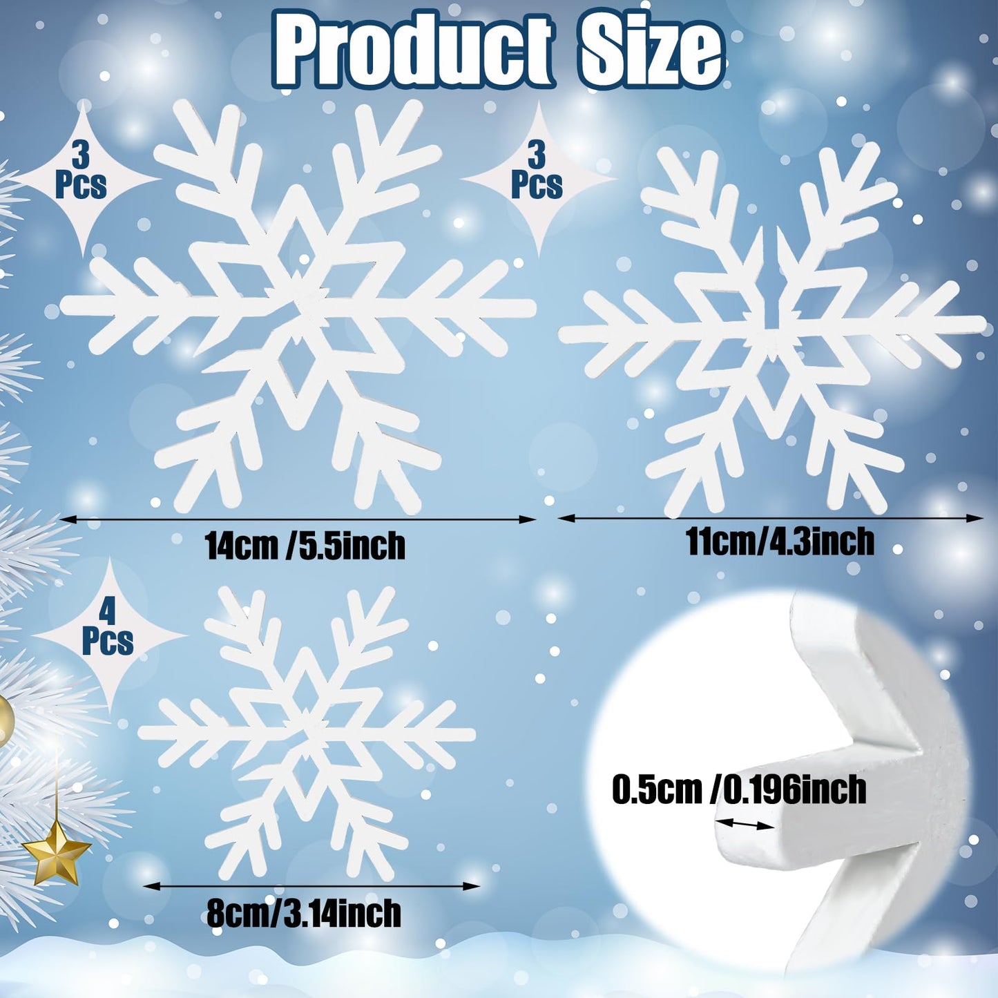 Qunclay 20 Pcs Wooden Snowflake Decorations 3D Snowflake Tabletop Decor Winter Signs and Centerpiece for Winter Wonderland Decorations Xmas Tiered Tray Decor(White)