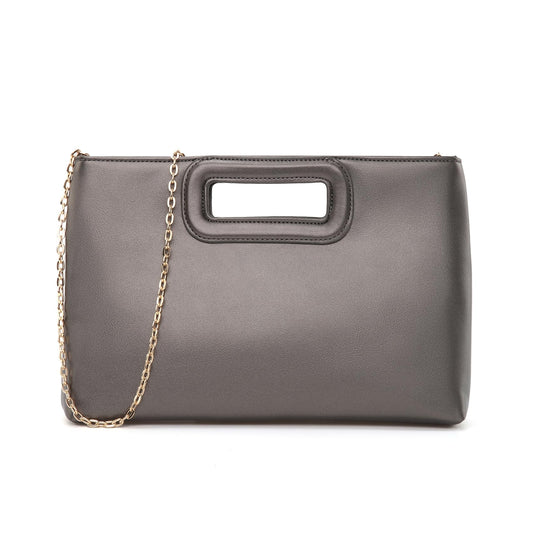 Soft PU Leather Clutch Purse for Women Top Handle Evening Handbags, Elegant Shoulder Crossbody Bag,Gray