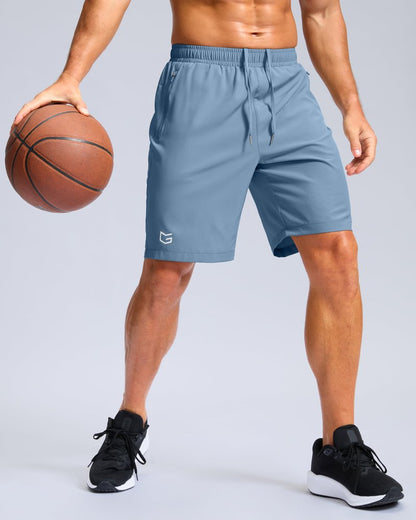 Men's Athletic Running Shorts with Zipper Pockets Quick Dry 7"/ 5"/ 9" Workout Gym Shorts for Basketball Hiking(Federalblue,9XS)