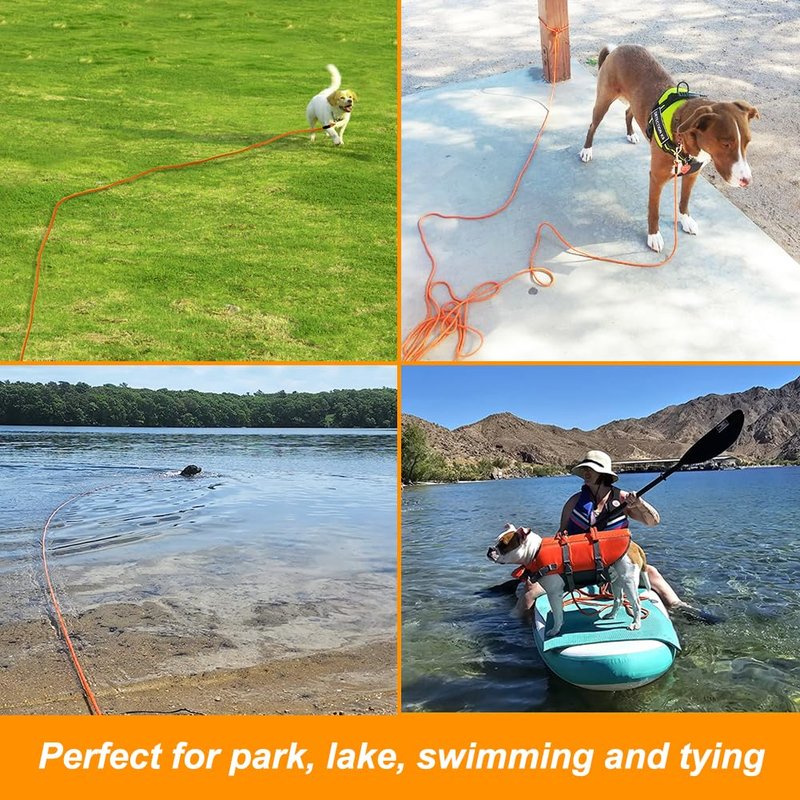 Vivifying Floating Long Dog Leash, 32FT Long Leash for Dog Training, Lightweight Check Cord for Outdoor, Hiking, Swimming, Beach and Lake