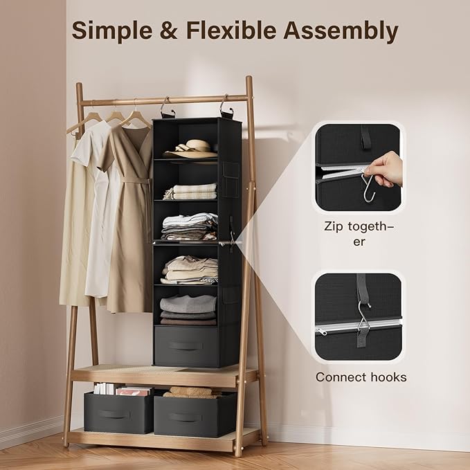 Pipishell 6-Shelf Hanging Closet Organizer