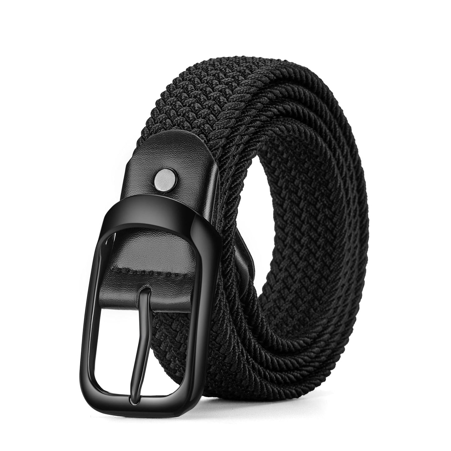 MACBORO Mens Belts Stretchable Big and Tall Belts for Men Elastic Stretch Belt Black 1.26"