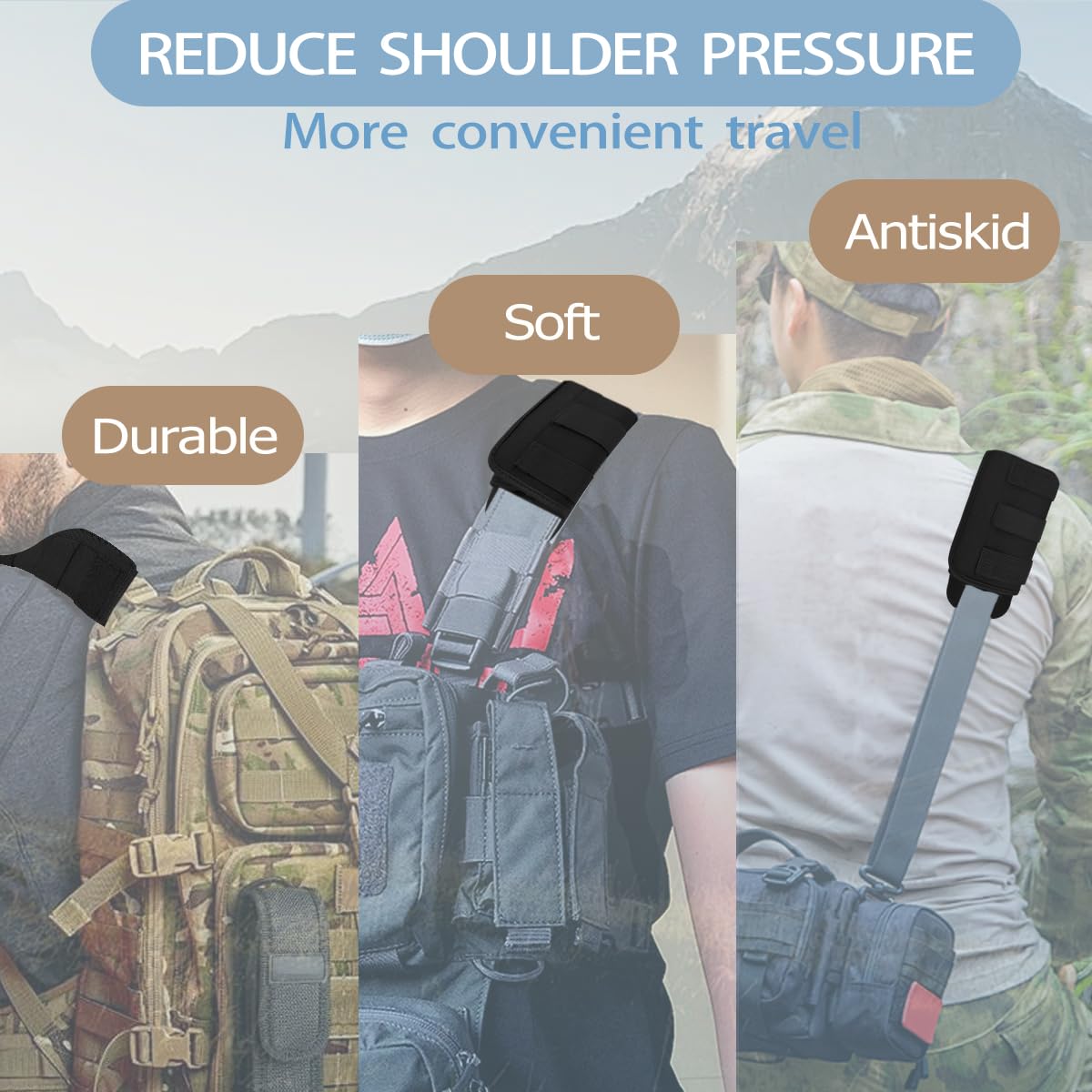 ZINMARK 2Pcs Thick Cushioned Shoulder Pads, Featuring Anti-Slip Design and Breathable Mesh,Extra Wide Padding for Shoulder Straps and Luggage Belts,Soft and Comfortable for Enhanced Support,Black