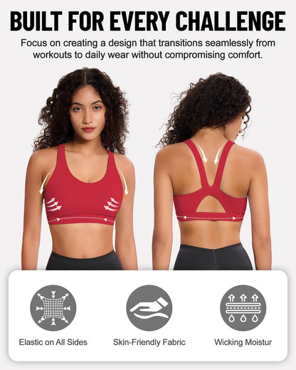 Sports Bras for Women, High Impact Sports Bra - Racerback Running Bra Padded Yoga Bra, Workout Crop Tank Tops Longline(Red)