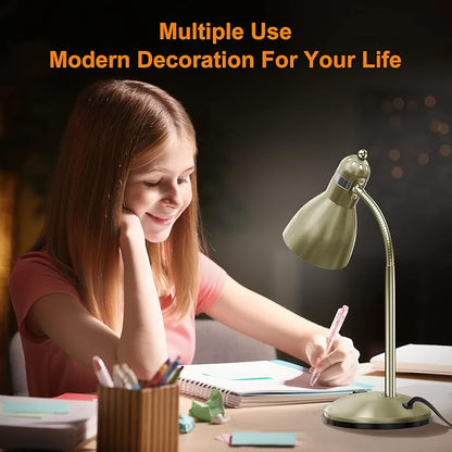 LEPOWER Metal Desk Lamp, Adjustable Goose Neck Table Lamp, Eye-Caring Study Desk Lamps for Bedroom, Study Room and Office (Bronze)