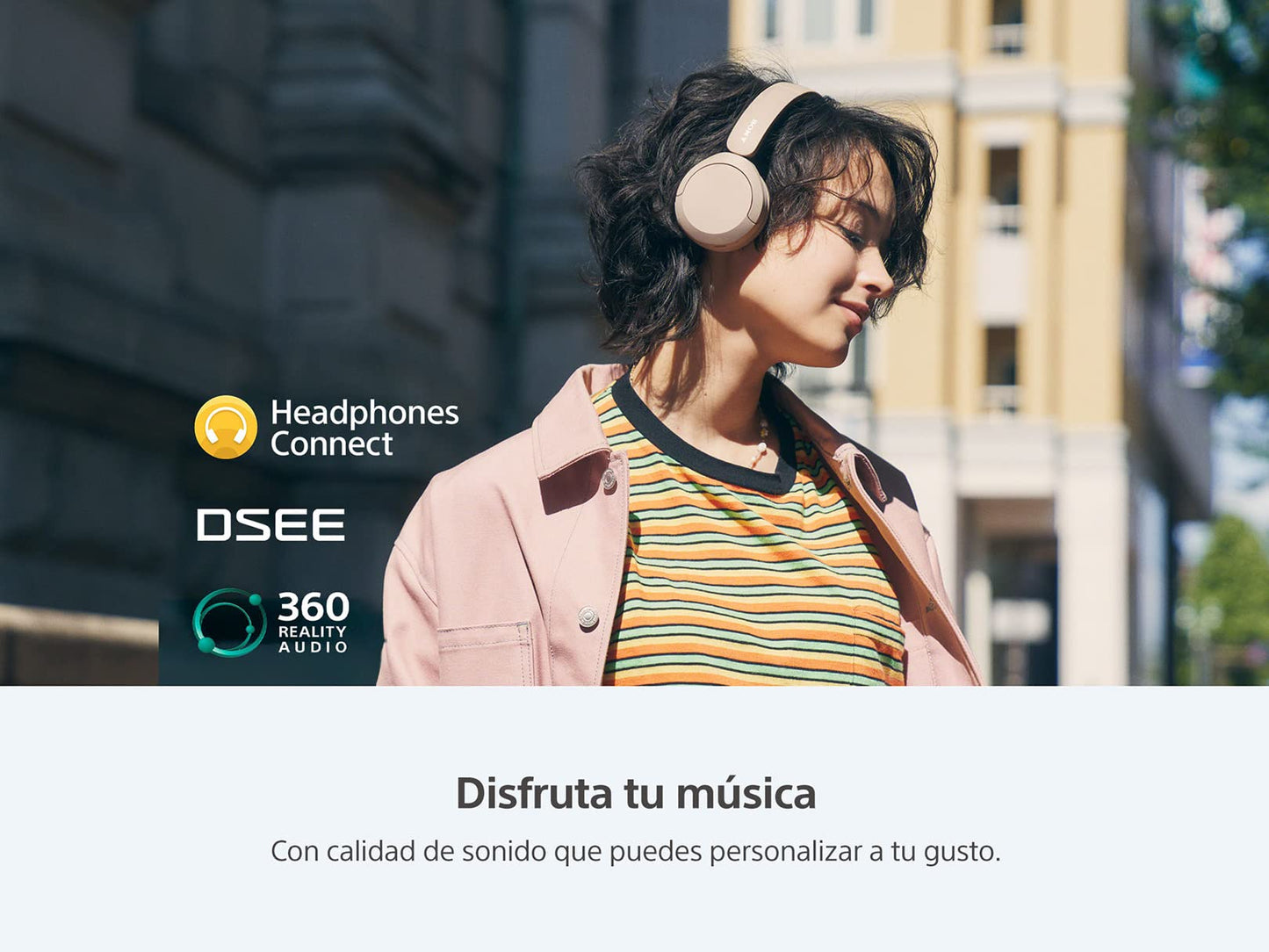 Sony WH-CH520 Best Wireless Bluetooth On-Ear Headphones with Microphone for Calls and Voice Control, Up to 50 Hours Battery Life with Quick Charge Function, Includes USB-C Charging Cable - Beige