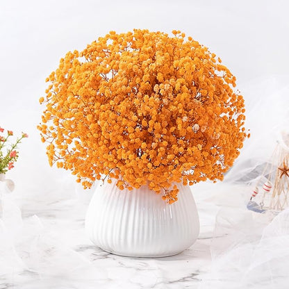 Dried Babys Breath Flowers Bouquet-17 Inch 2500+ Ivory Orange Dry Flowers, Natural Gypsophila Branches for Wedding Flowers, Table Vase Decor, DIY Wreath Floral, Home Office Party Garden Decoration