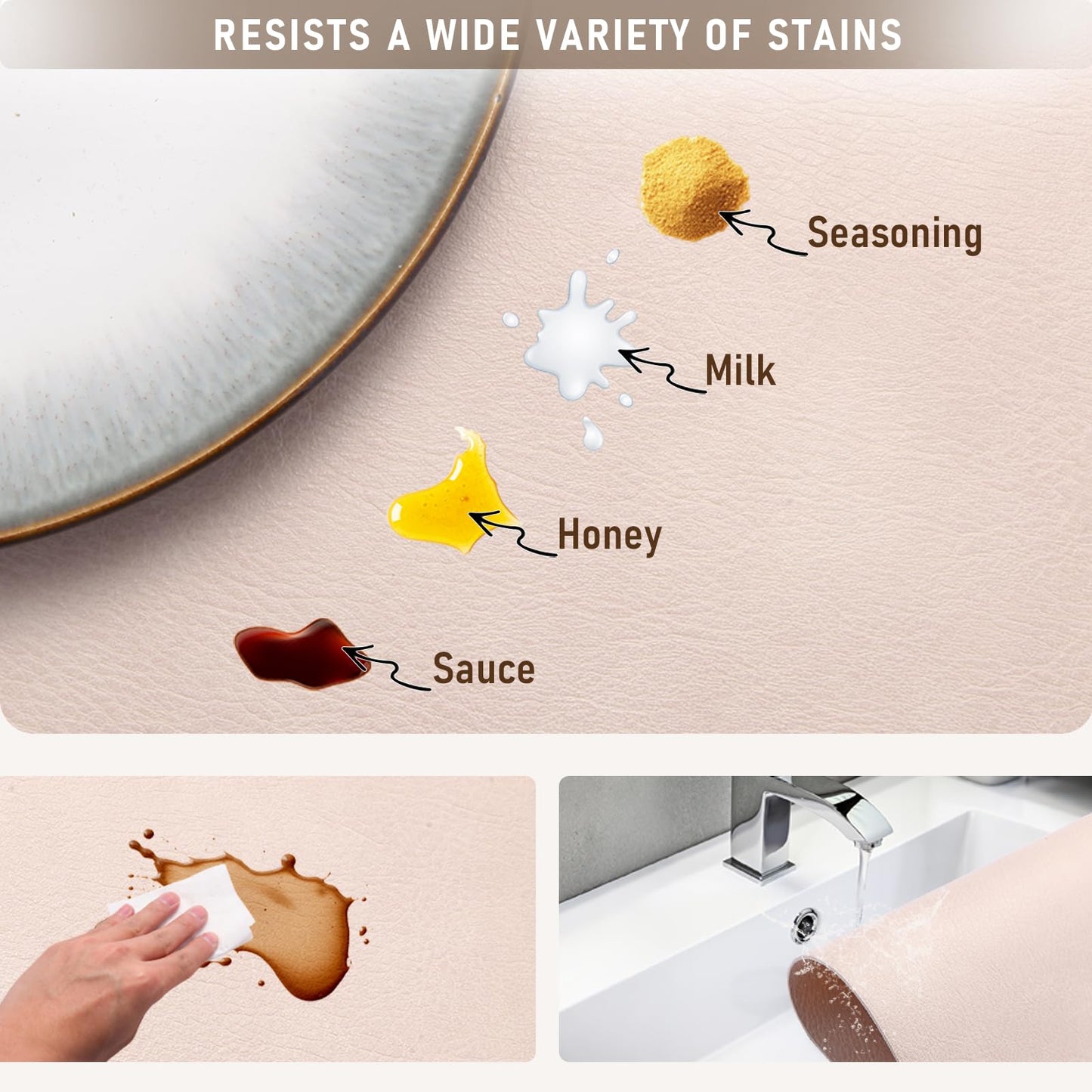 UnivoColors Placemats,Heat Resistant Placemats Set of 8 Washable 12 x 17 Inch,Waterproof Table Mats,Wipeable Pu Place Mats for Kitchen,Dining Room.Reddish Brown