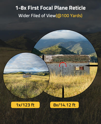 CVLIFE BearMight 1-8x24 LPVO FFP Rifle Scope - ED Glass, Illuminated BDC Reticle, Zero Stop, Cantilever Mount - First Focal Plane 34mm Tube Hunting Riflescope