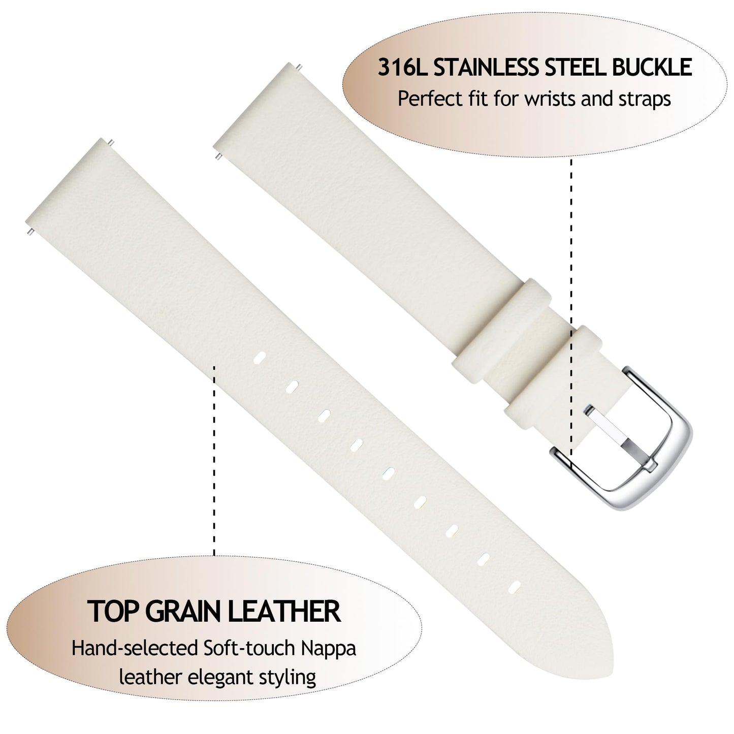 CORROPELLE Leather Watch Band Strap Quick Release, Ultra-Soft Top Grain Nappa Leather Watch bands for Women Men, Choice of Width 12mm 14mm 16mm 18mm 20mm 22mm for Watch & Smartwatch