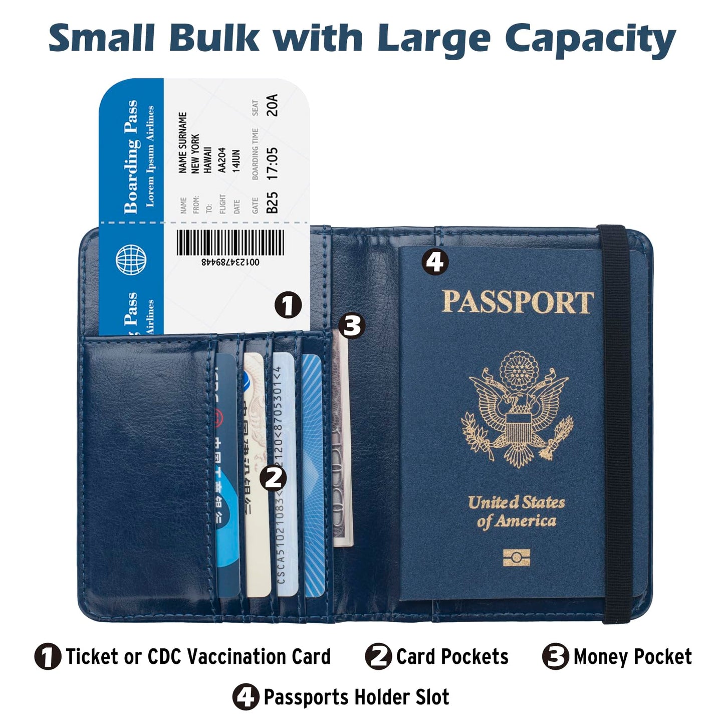 Coowayze Passport Holder for Men Women RFID Blocking US Passport Cover Case, Waterproof Leather Passport Book Protector with Vaccine Card Slot Travel Document Organizer