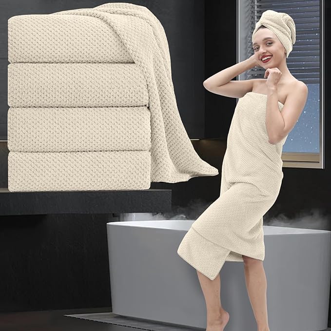 Extra Large Bath Towel Set of 4, Oversized Bath Sheet Super Soft Highly